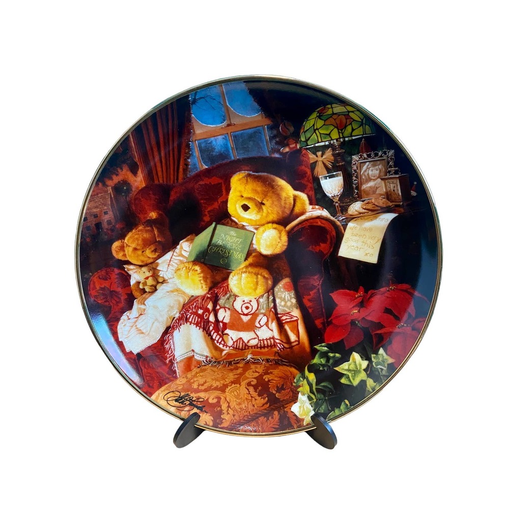 Vintage And To All A Good Night Christmas Teddy Bear Collector's Plate